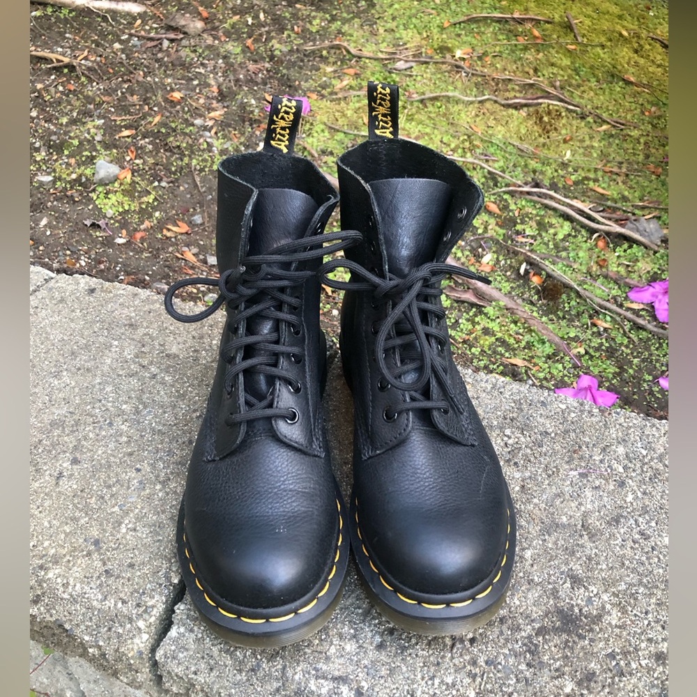 Dr. Martens Black Napa 1460 Soft Leather Boots with Yellow Stitching 7